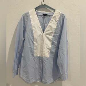 Theory Long sleeves 100% cotton Striped patchwork shirt Size XL
